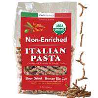 Thumbnail for Whole wheat pasta, non Enriched, no folic acid, low gluten ancient grains, non-gmo, organic, sicily Italy bronze die cut stone grinding, al dente Papa Vince