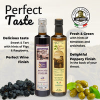 Thumbnail for Extra Virgin Olive Oil & Balsamic Gift Set from Sicily, Italy - Unblended, First Cold Pressed Dec 2021/22 | 8-years aged in wood | made by our family in Sicily | VEGAN, KETO, PALEO | Gift Set for men and women | 16.91 fl oz each - Papa Vince
