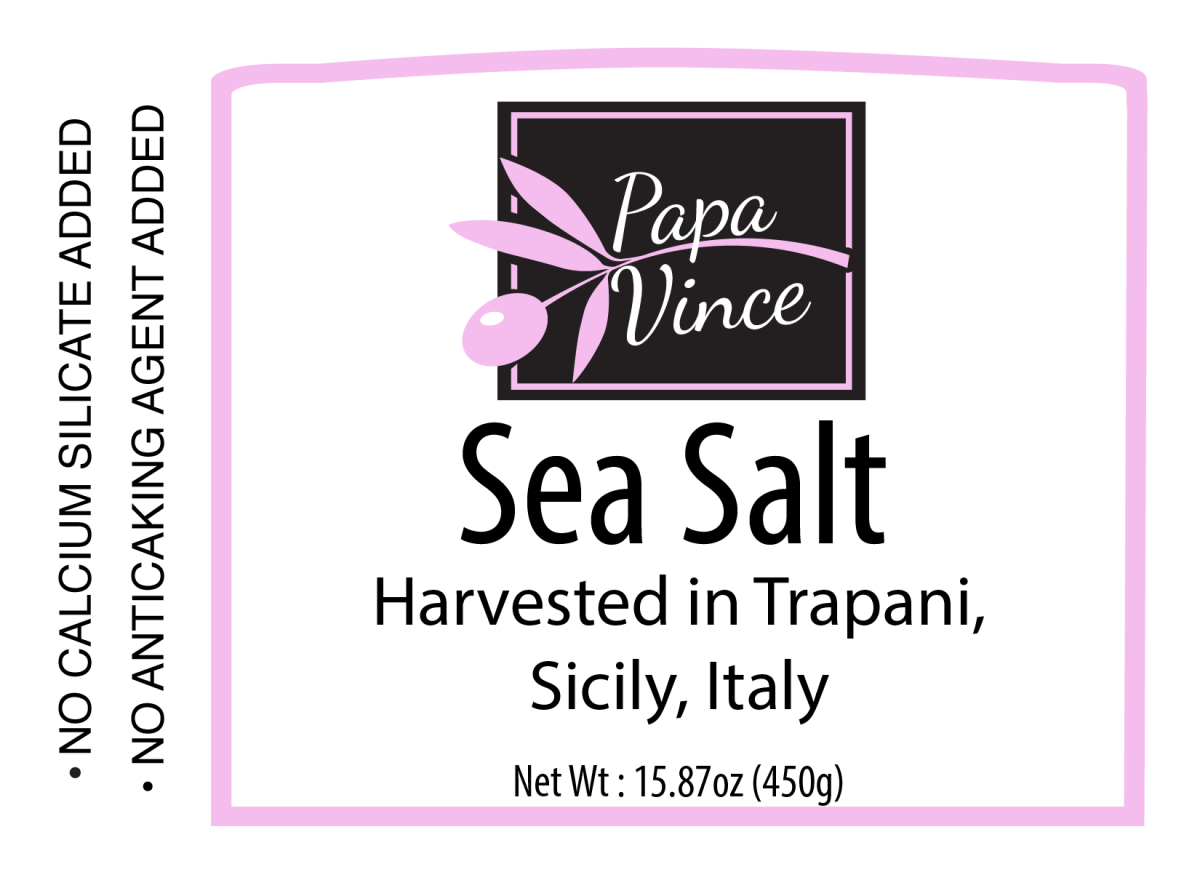 Fine Sea Salt harvested in Trapani, Sicily - Clean Food, NO CHEMICALLY PROCESSED | UNREFINED | GLUTEN FREE | ADDITIVE FREE | NO ANTI-CAKING | Vibrant Clean Flavor | Stored in glass for freshness | 15.87 oz - Papa Vince