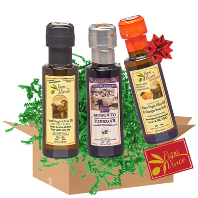 Flavored Olive Oil Extra Virgin Set from Sicily - Chili Pepper, Orange, Tangerine Infused Olive Oil Gift | Papa Vince | 3 fl oz each - Papa Vince