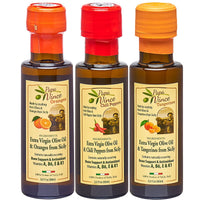 Thumbnail for Flavored Olive Oil Extra Virgin Set from Sicily - Chili Pepper, Orange, Tangerine Infused Olive Oil Gift | Papa Vince | 3 fl oz each - Papa Vince