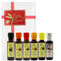 Thumbnail for Flavored Olive Oil Extra Virgin Set from Sicily - Chili Pepper, Orange, Tangerine, Lemon, Classic Agrumato Olive Oil Gift Set with Balsamic Vinegar | Papa Vince | 3 fl oz each - Papa Vince