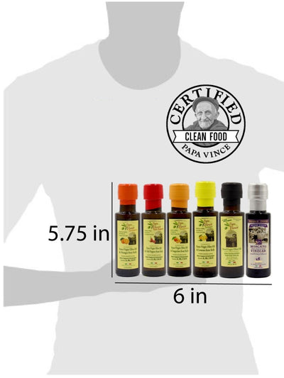 Flavored Olive Oil Extra Virgin Set from Sicily - Chili Pepper, Orange, Tangerine, Lemon, Classic Agrumato Olive Oil Gift Set with Balsamic Vinegar | Papa Vince | 3 fl oz each - Papa Vince