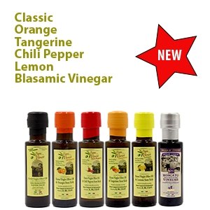 Flavored Olive Oil Extra Virgin Set from Sicily - Chili Pepper, Orange, Tangerine, Lemon, Classic Agrumato Olive Oil Gift Set with Balsamic Vinegar | Papa Vince | 3 fl oz each - Papa Vince