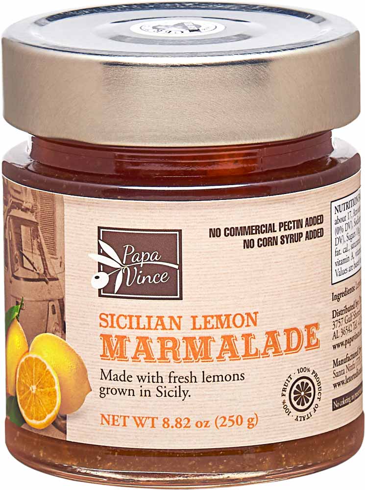 Lemon Marmalade Preserve Clean Food, Family Made with locally grown lemons in Sicily, Italy - NO ARTIFICIAL FLAVORING | NO PRESERVATIVES | NO COLORING | NO CONCENTRATES | NO CORN SYRUP | NO COMMERCIAL PECTIN | 8.82 oz - Papa Vince