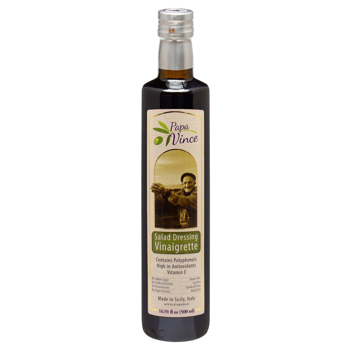 Low Sodium Salad Dressing - Low Carb, Gluten-Free, No Sugar Added. Classic Vinaigrette blend of extra virgin olive oil & balsamic vinegar. High in Antioxidants & Vitamins. Perfect for salad - Papa Vince