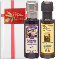 Thumbnail for Olive Oil Set from Sicily - Extra Virgin Olive Oil & Moscato Balsamic Vinegar Gift from Italy | EVOO First Cold Pressed | Balsamic Vinegar Aged 8-years | Papa Vince | 3 fl oz bottles - Papa Vince