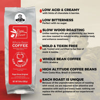 Thumbnail for Papa Vince Low Acid Coffee Beans Whole - Mold Free, Low Bitterness, 100% Arabica Medium Roasted in Sicily. Strong, creamy with hints of chocolate and berries. Perfect with no sugar. Certified Clean - Papa Vince